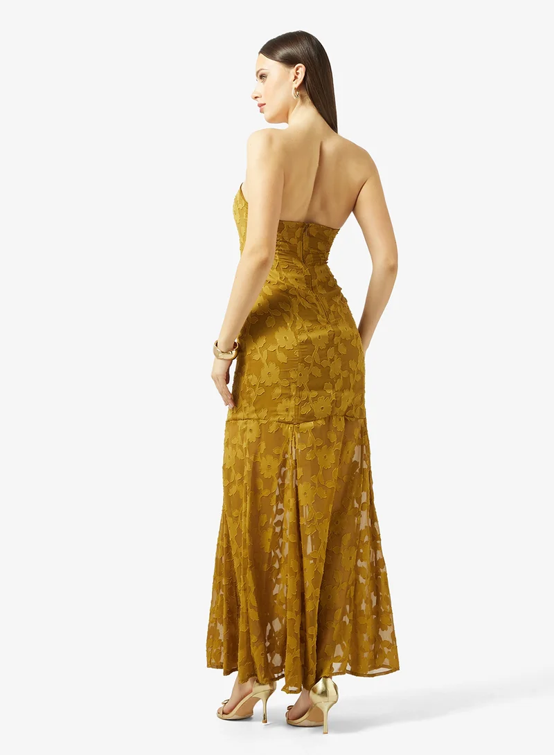 Anaya With Love Bandeau  Sheer Hem Maxi Dress